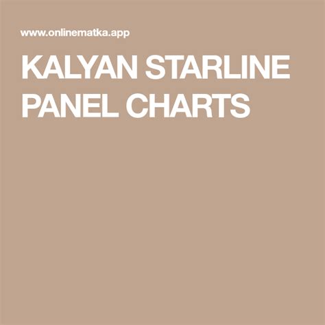 kalyan star line chart|kalyan starline panel chart.